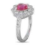 Platinum 0.93ct Diamond and Ruby Ring