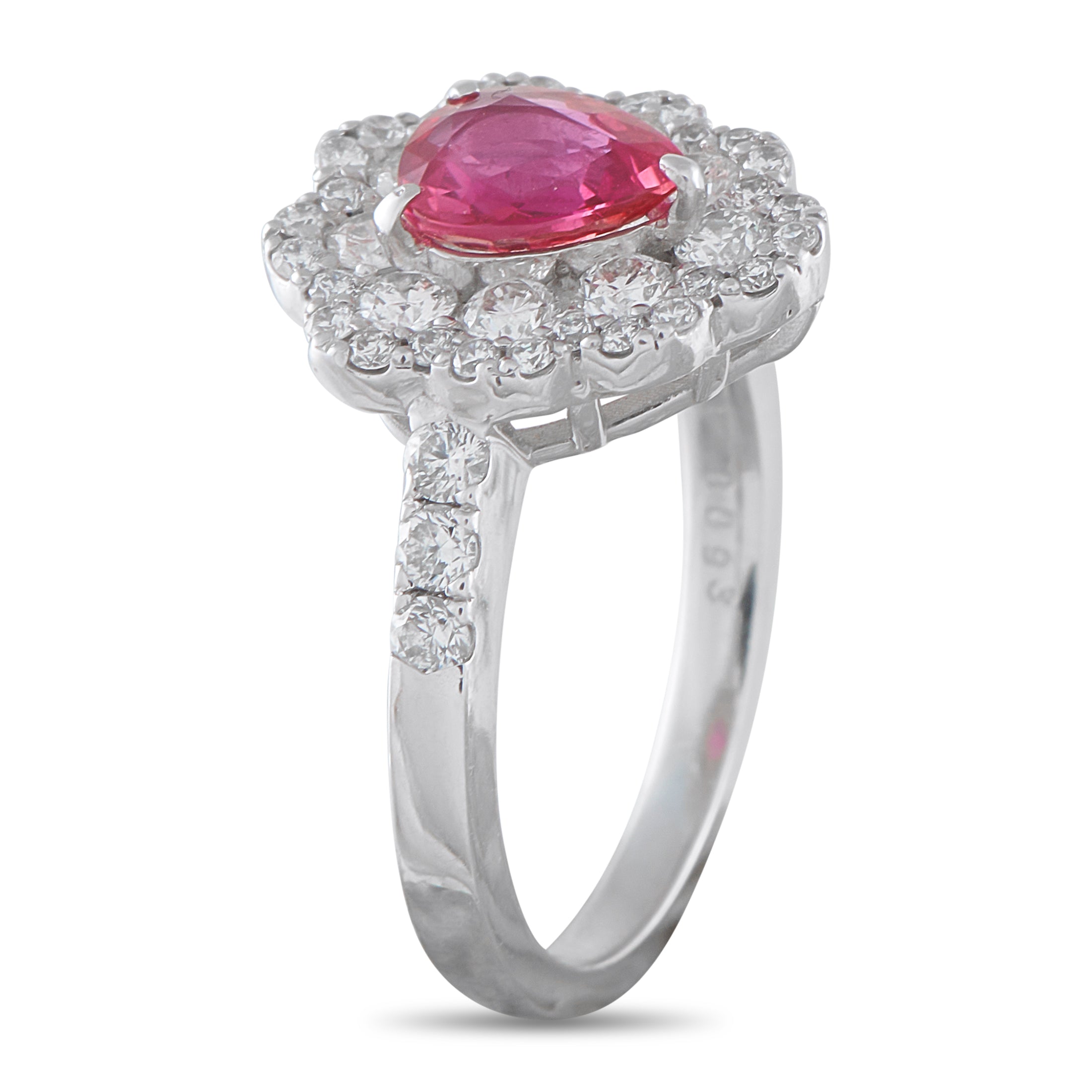 Platinum 0.93ct Diamond and Ruby Ring