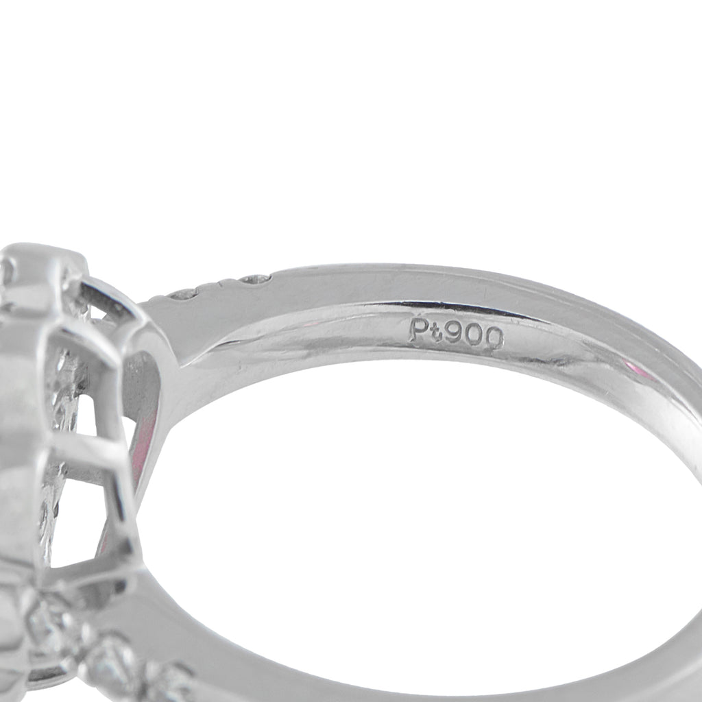 Platinum 0.93ct Diamond and Ruby Ring
