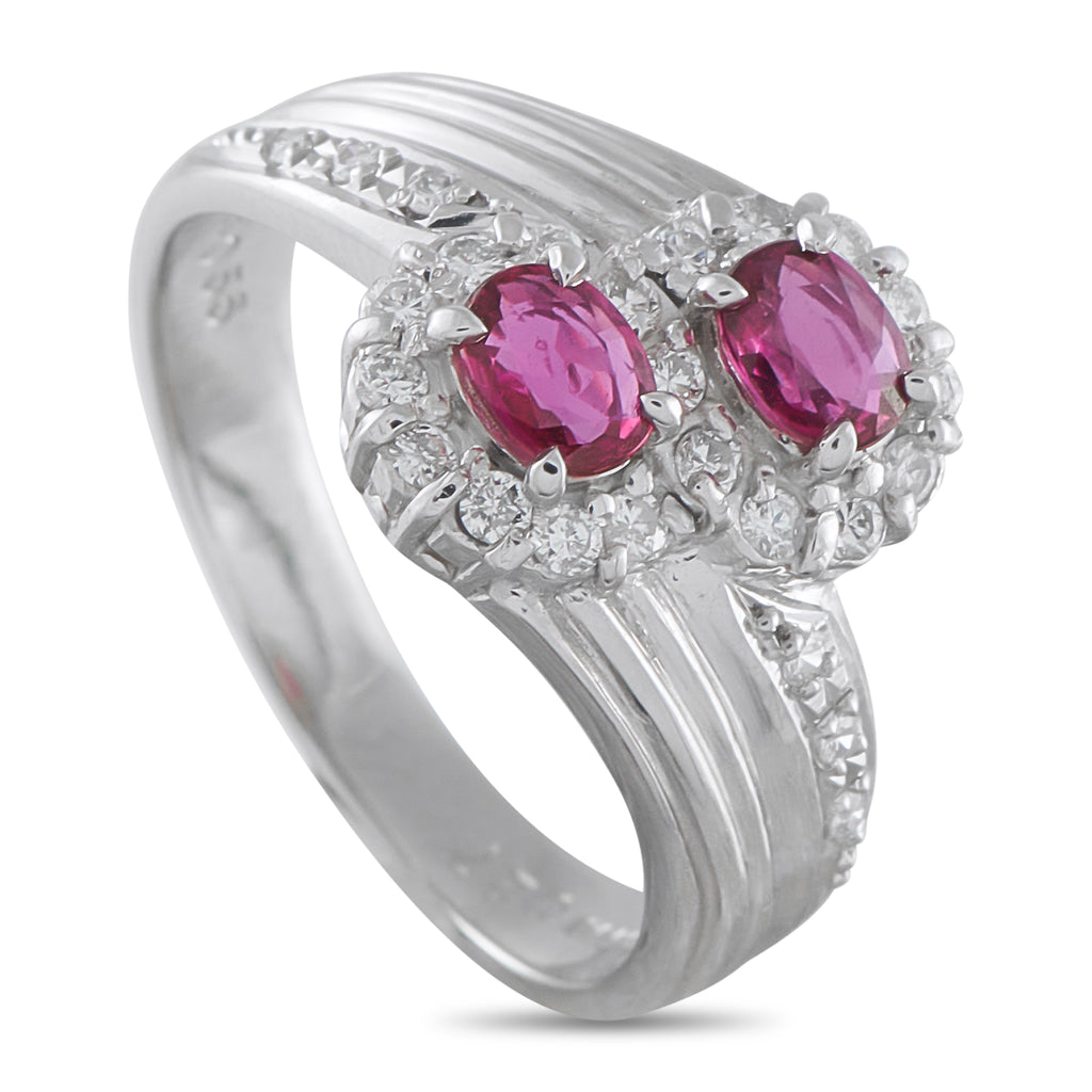 Platinum 0.27ct Diamond and Ruby Ring