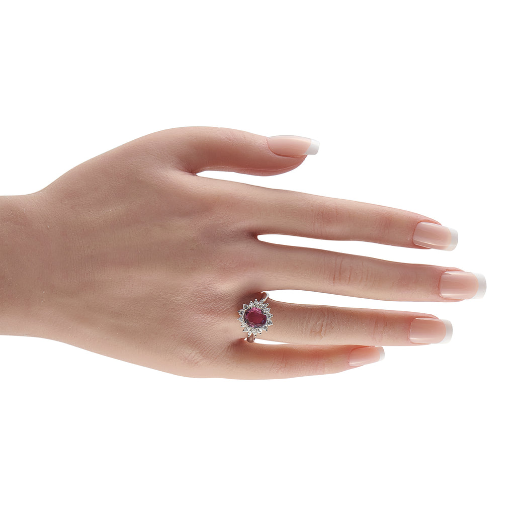 Platinum 0.63ct Diamond and Ruby Ring