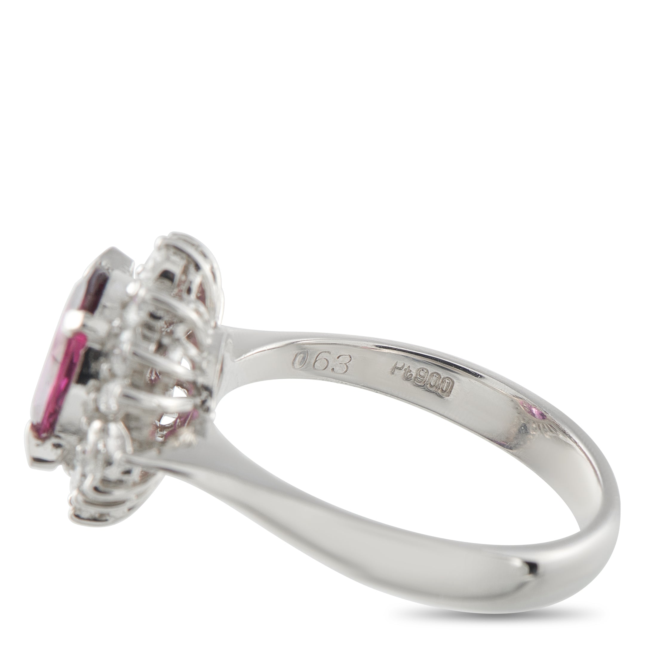 Platinum 0.63ct Diamond and Ruby Ring