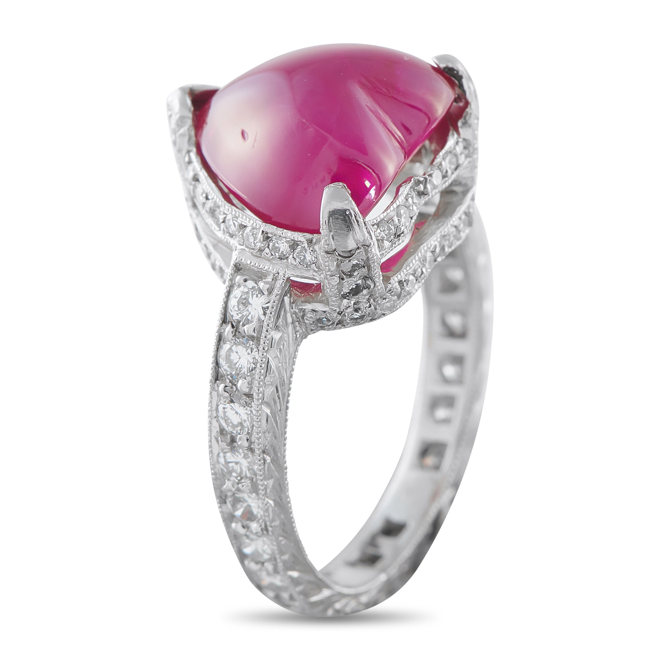 Platinum 1.20ct Diamond and Ruby Heart Ring