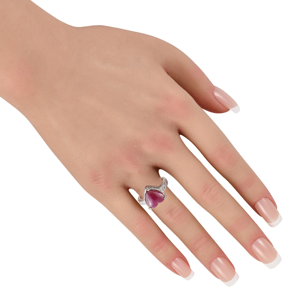 Platinum 1.20ct Diamond and Ruby Heart Ring