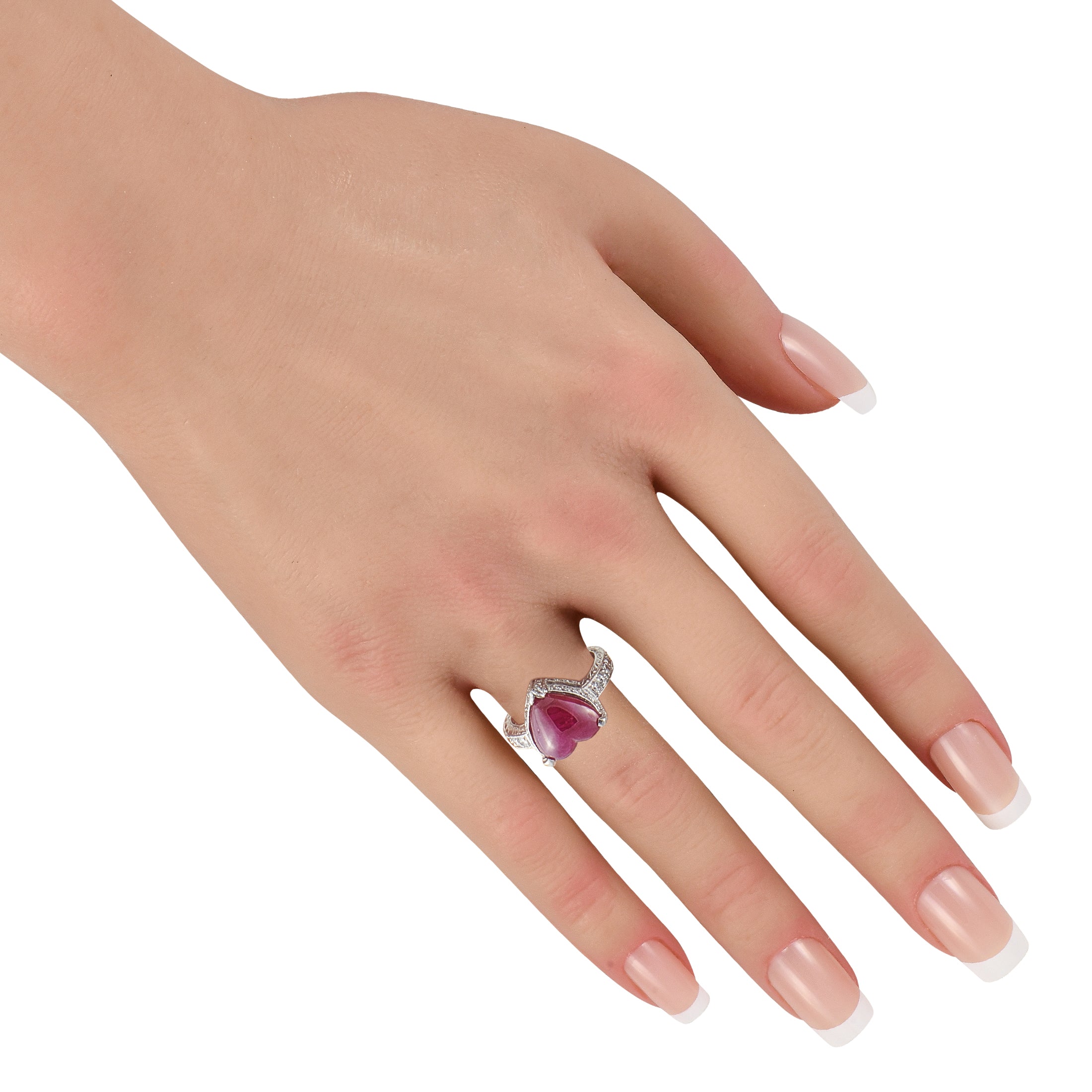 Platinum 1.20ct Diamond and Ruby Heart Ring