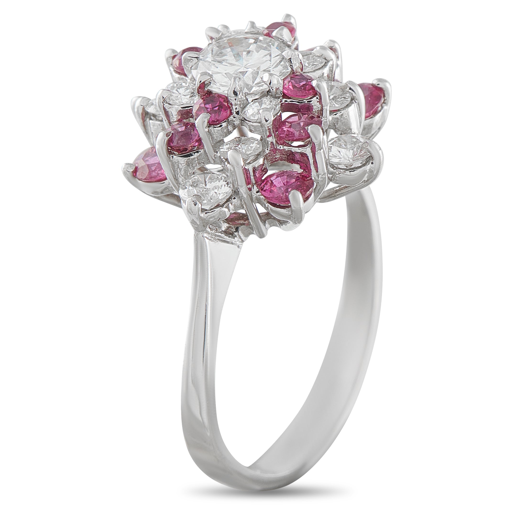 Platinum 1.08ct Diamond and Ruby Ring