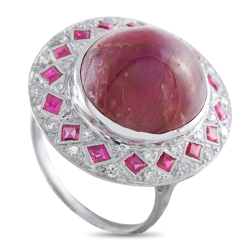 Platinum 0.34ct Diamond and Ruby Ring