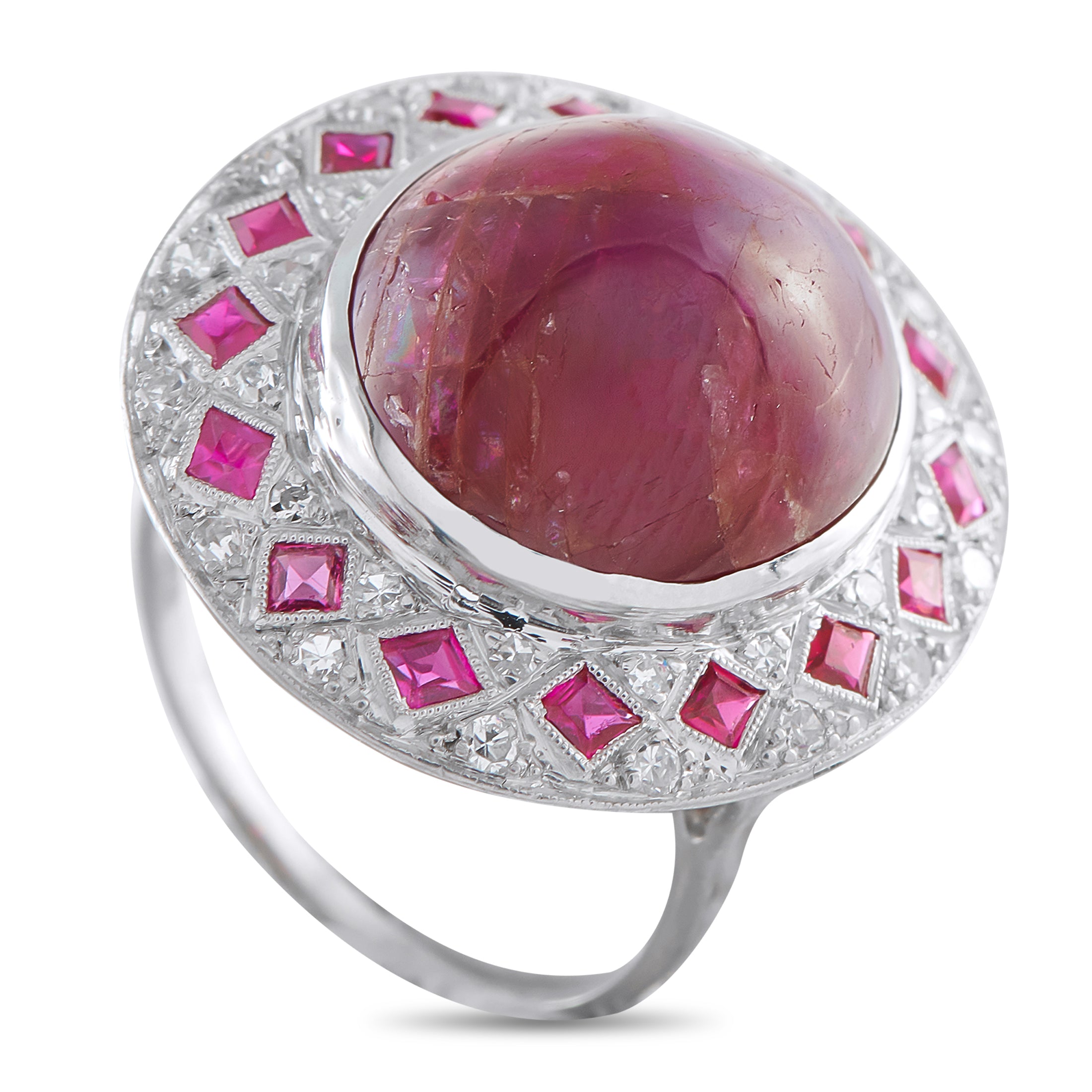 Platinum 0.34ct Diamond and Ruby Ring