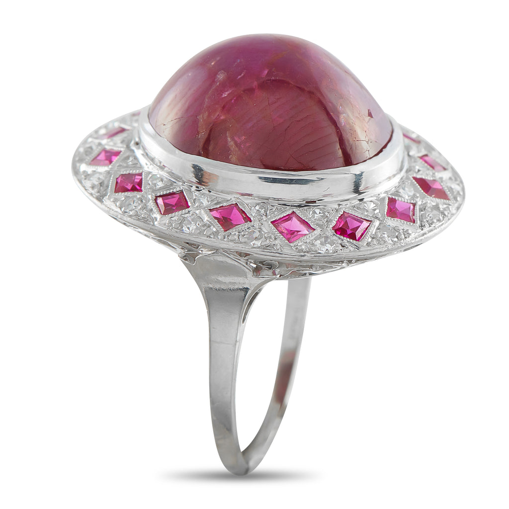 Platinum 0.34ct Diamond and Ruby Ring