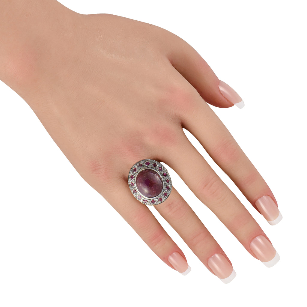 Platinum 0.34ct Diamond and Ruby Ring