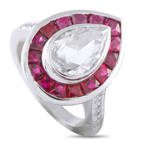 Platinum 1.37ct Diamond and Ruby Ring