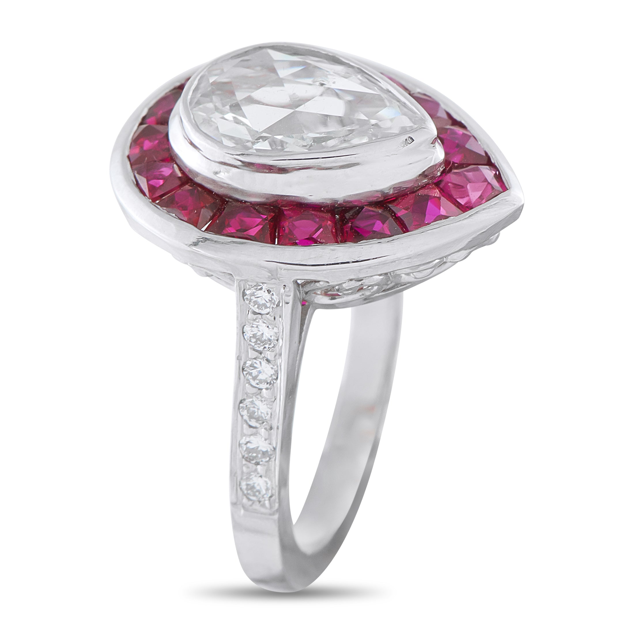 Platinum 1.37ct Diamond and Ruby Ring