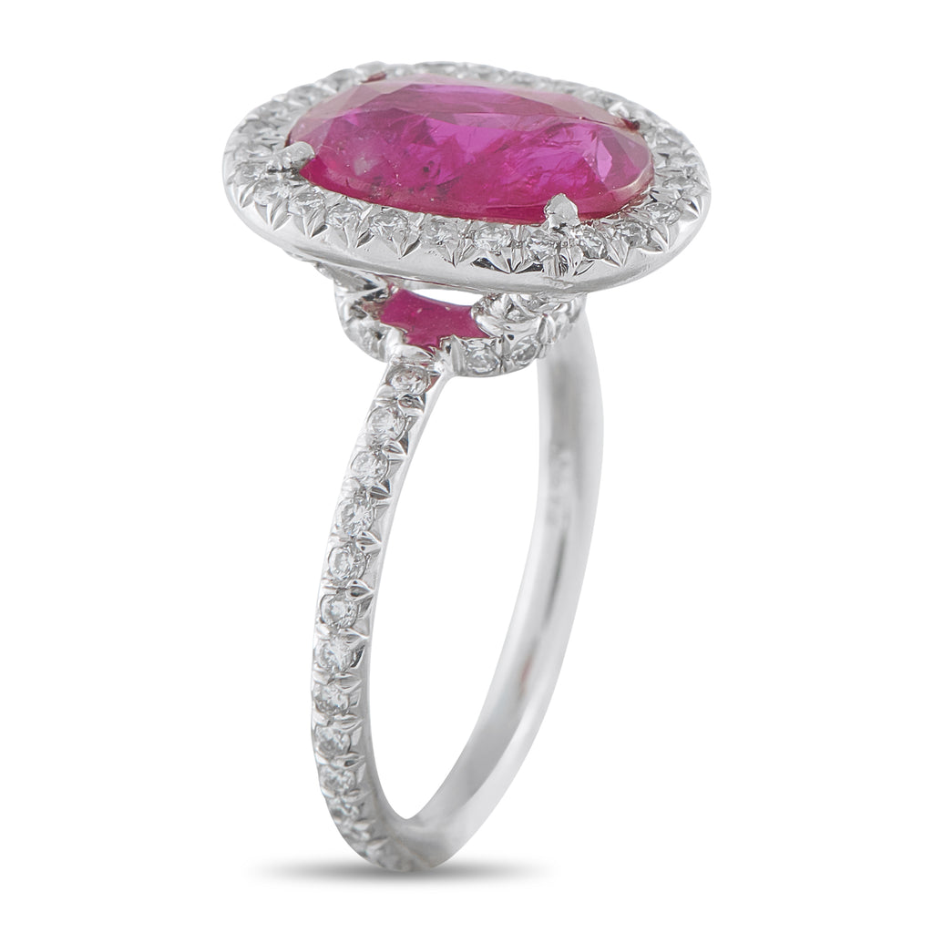 Platinum 0.65ct Diamond and No-Heat Burmese Ruby Ring