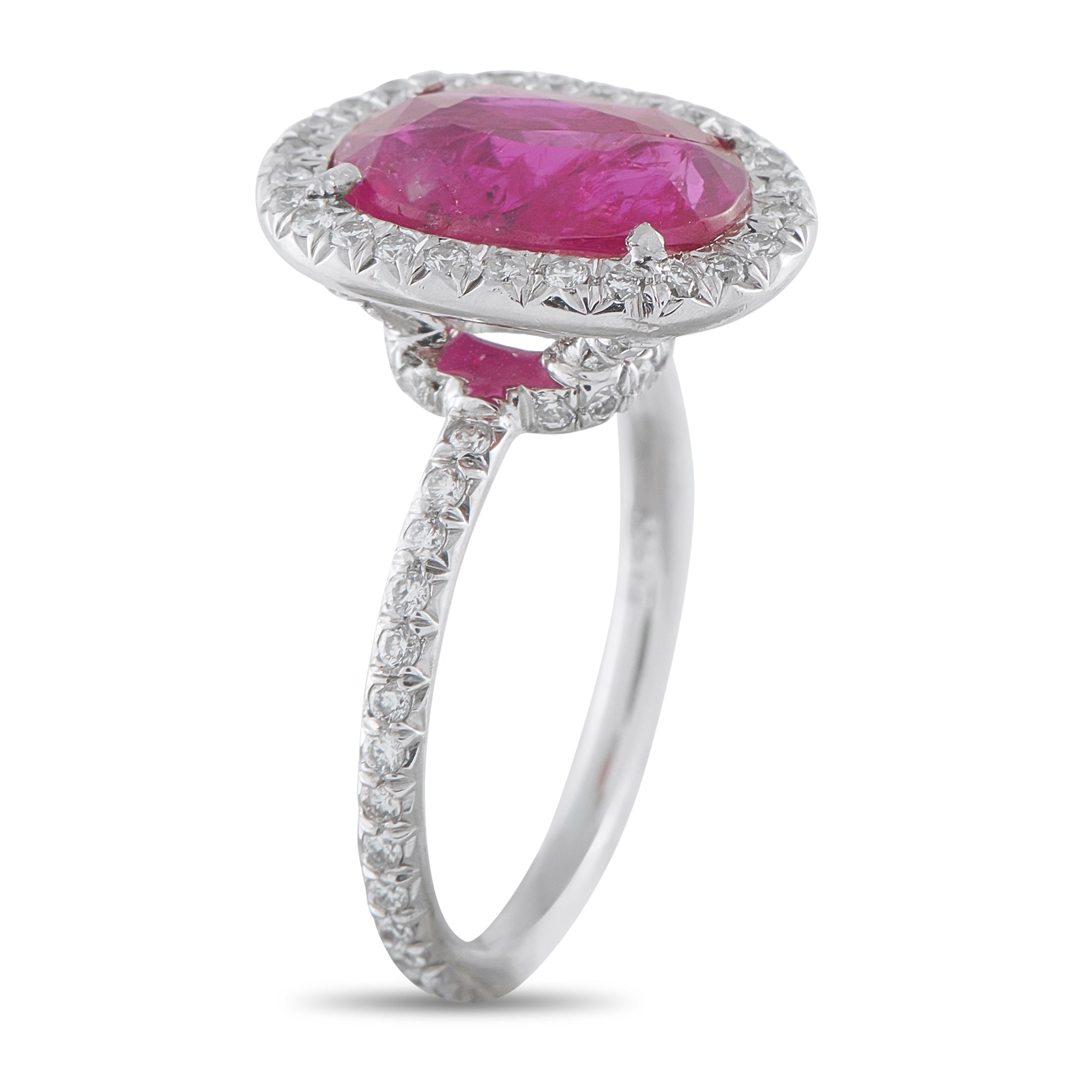 Platinum 0.65ct Diamond and No-Heat Burmese Ruby Ring