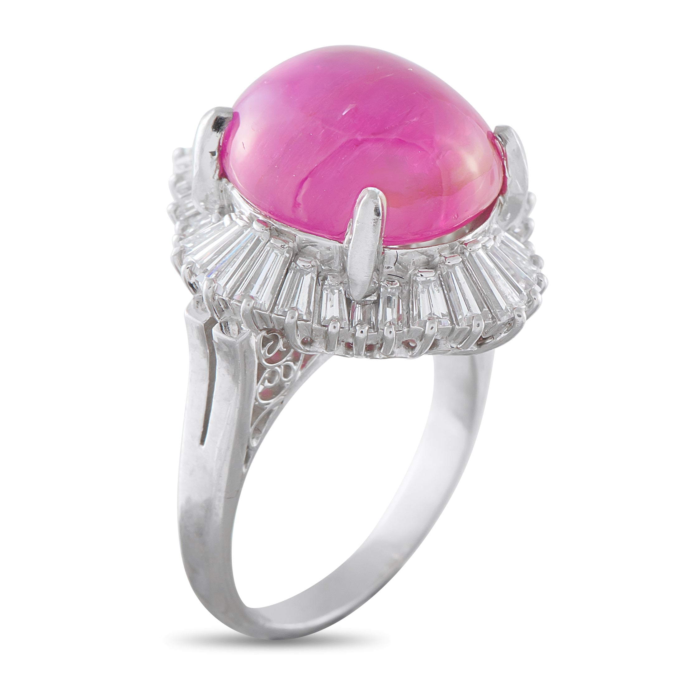 Platinum 2.90ct Diamond and Burma Ruby Ring