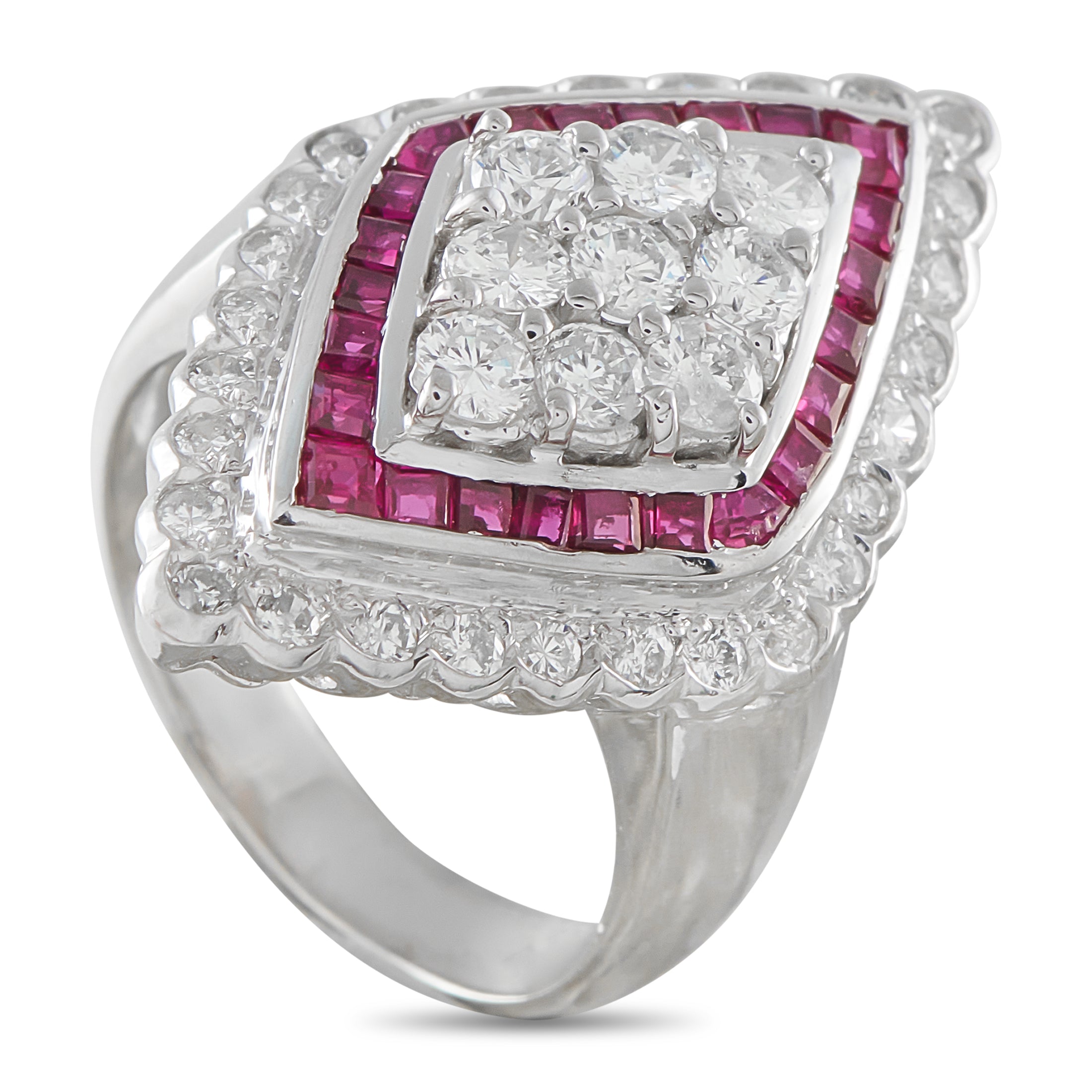 Platinum 1.21ct Diamond and Ruby Ring