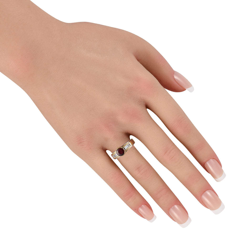 Platinum and 18K Yellow Gold 0.37ct Diamond and Ruby Ring