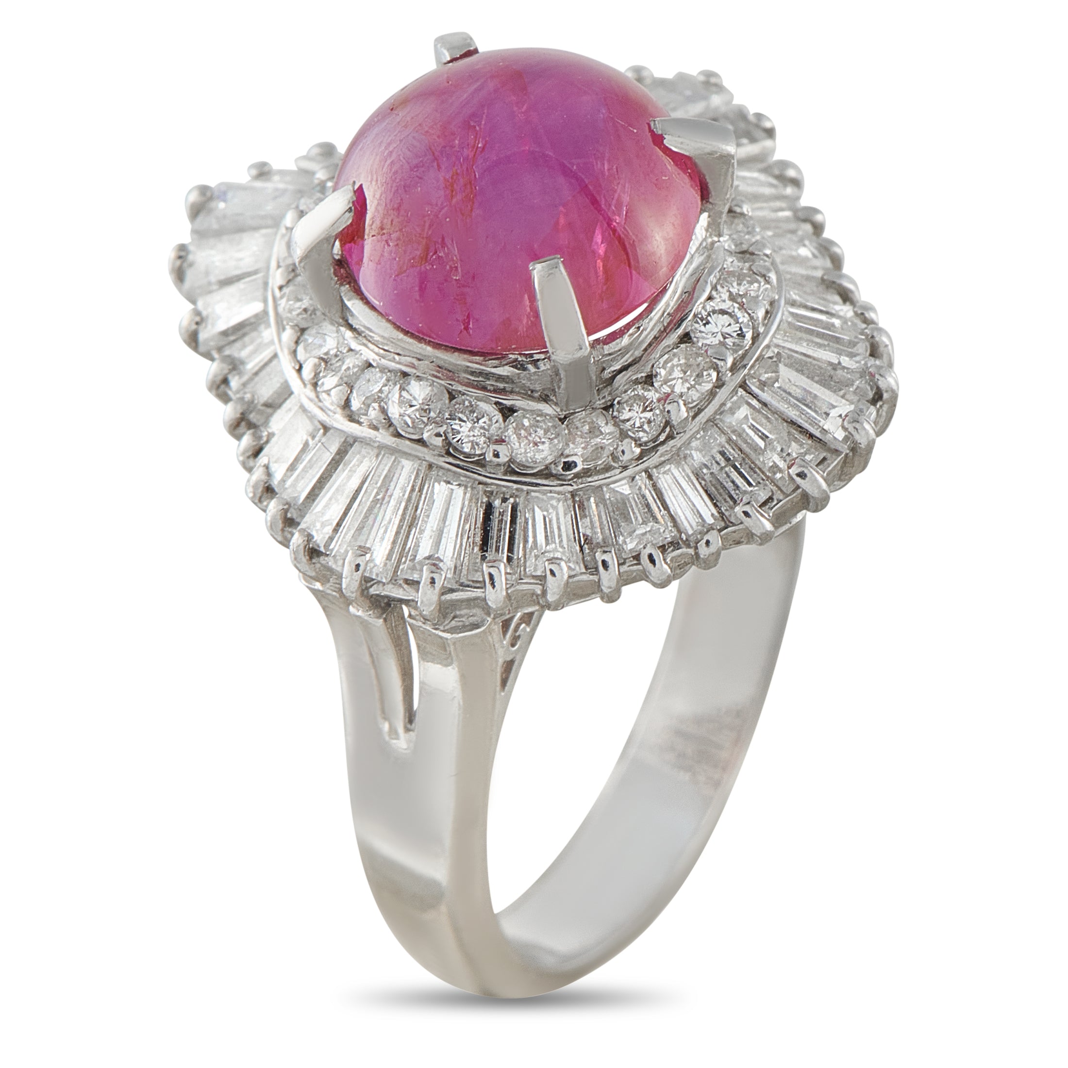 Platinum 1.40ct Diamond and Ruby Ballerina Ring