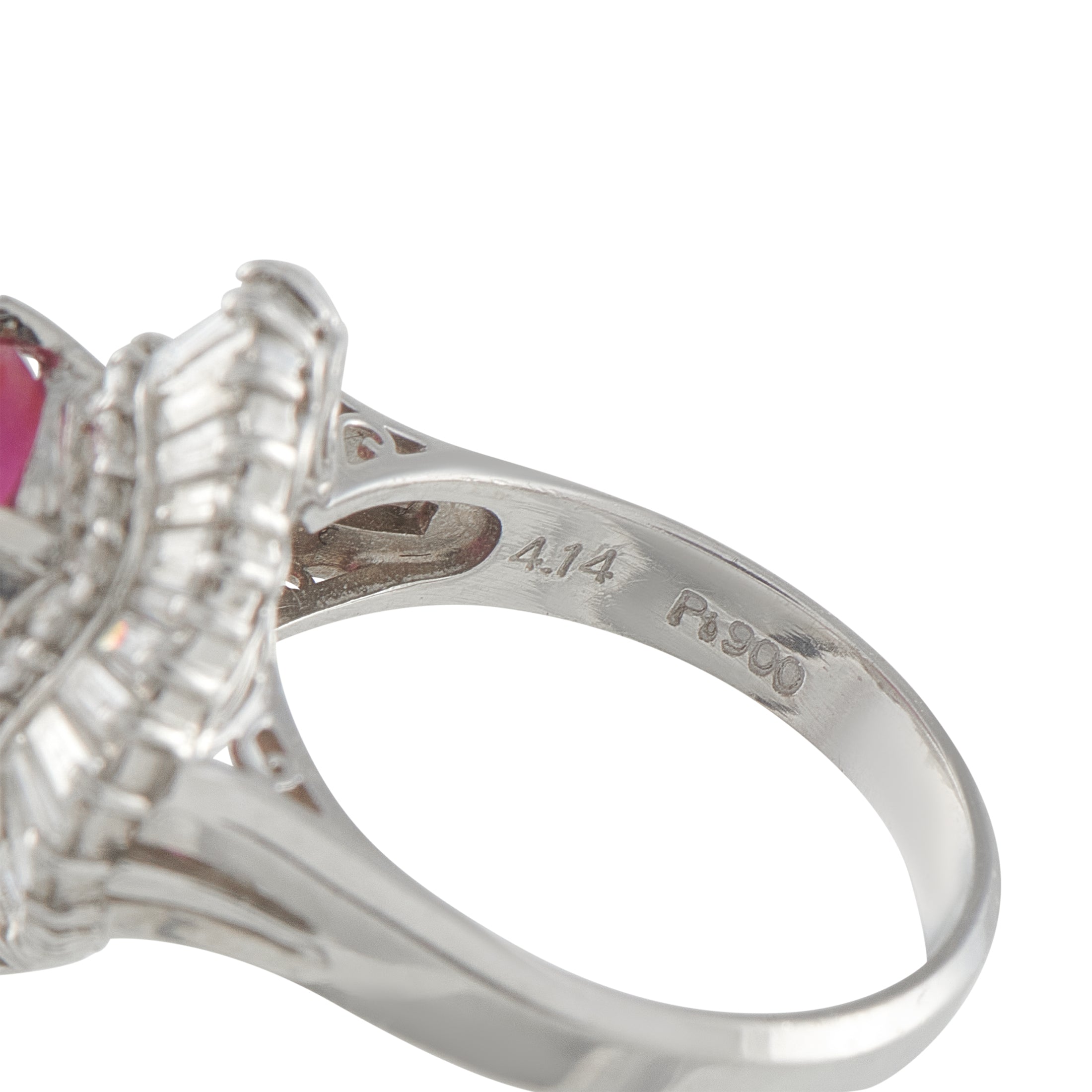 Platinum 1.40ct Diamond and Ruby Ballerina Ring