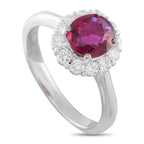 Platinum 0.41ct Diamond and Ruby Ring
