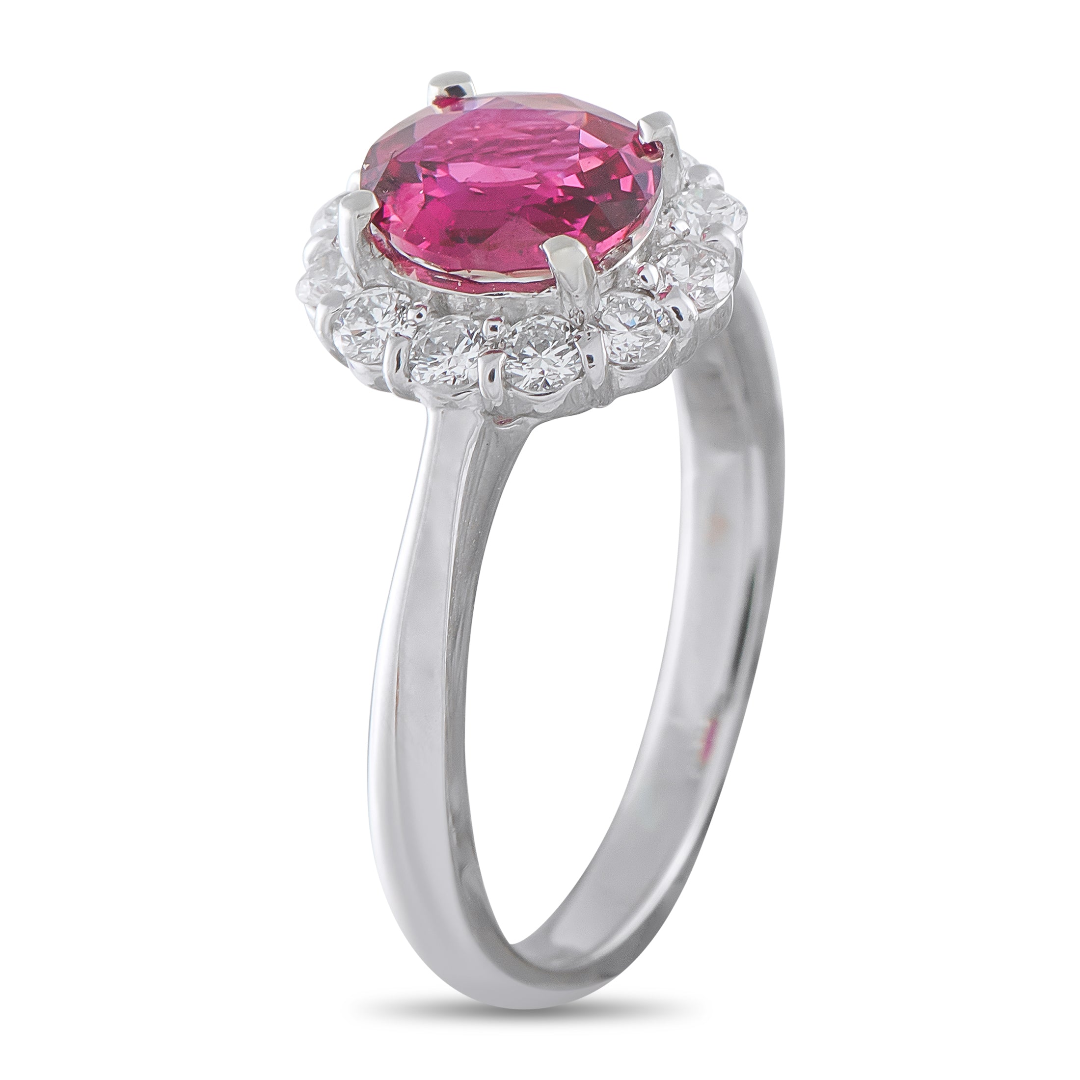 Platinum 0.41ct Diamond and Ruby Ring