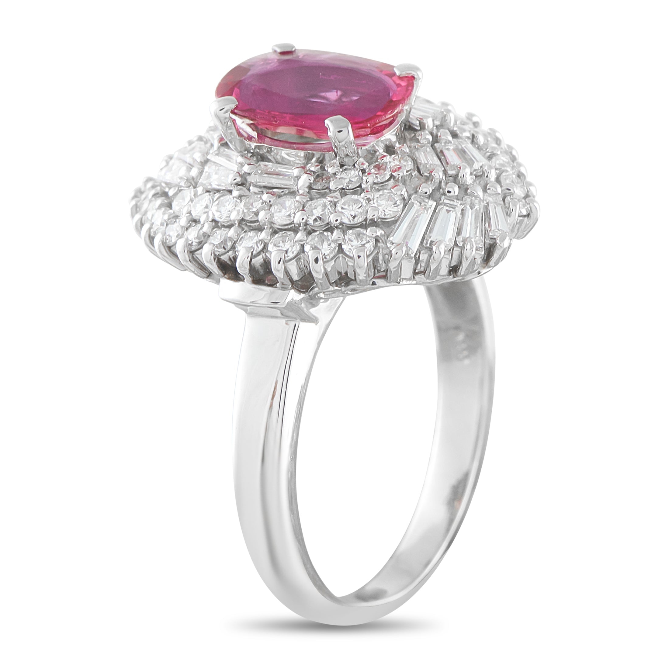 Platinum 1.52ct Diamond and Ruby Ring
