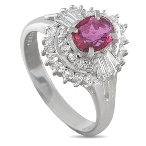 Platinum 0.51ct Diamond and Ruby Ballerina Cocktail Ring