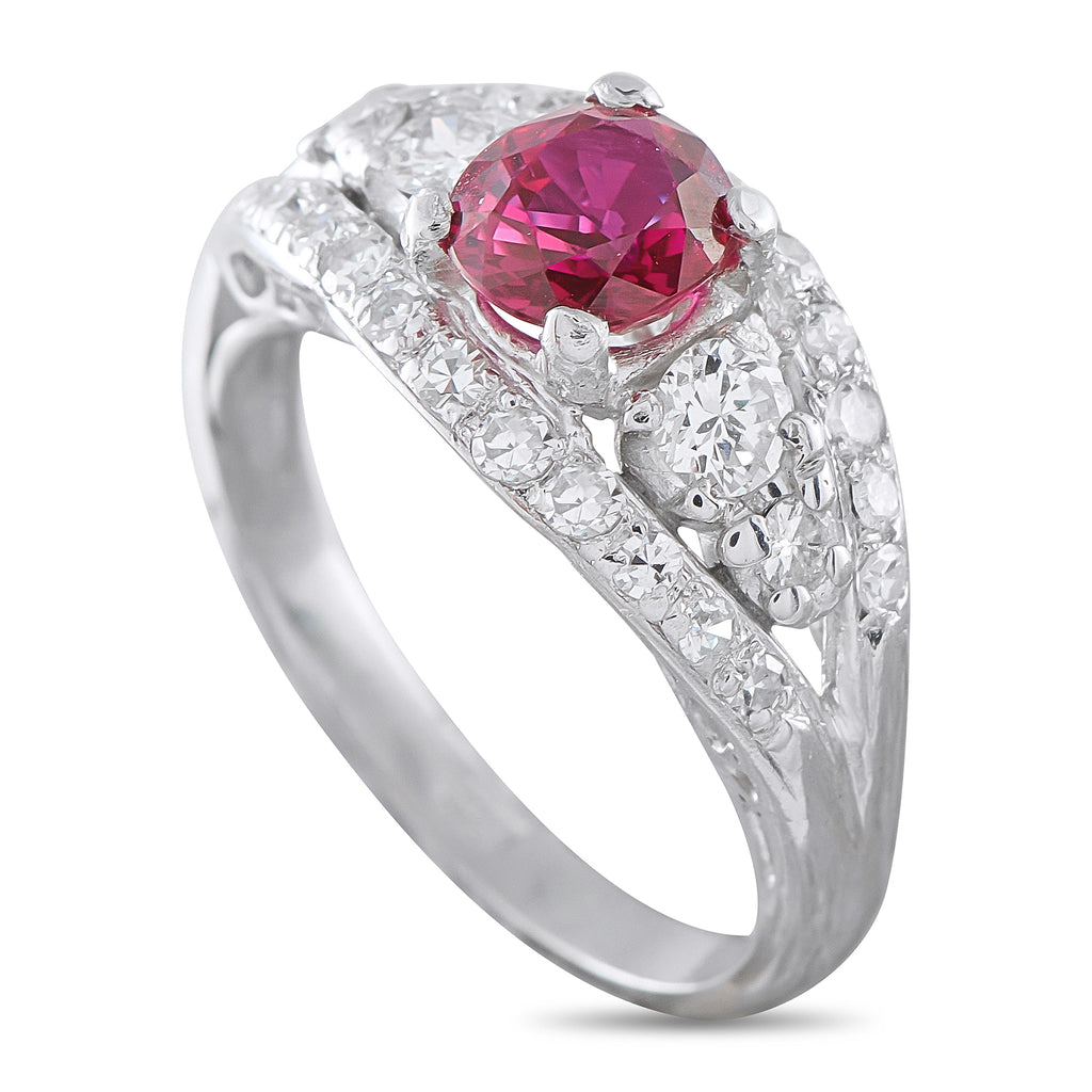 Platinum 0.60ct Diamond Ruby Ring