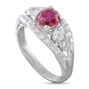 Platinum 0.60ct Diamond Ruby Ring