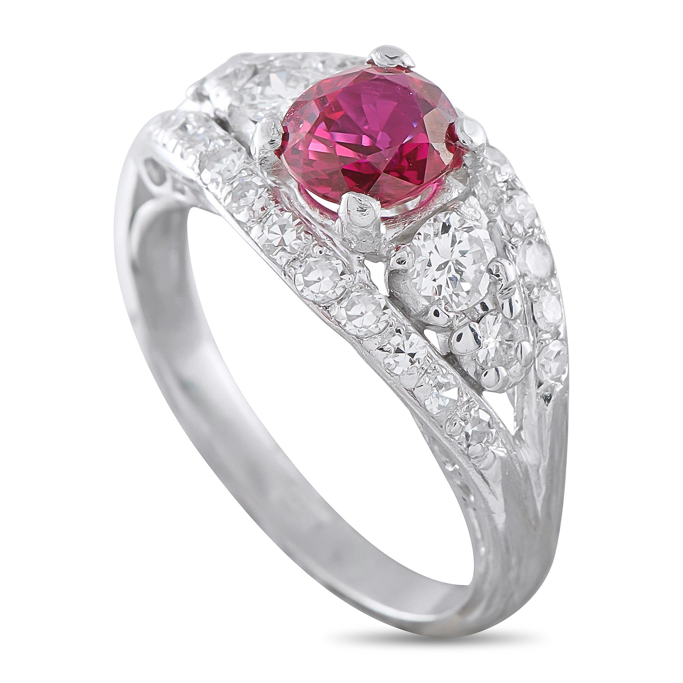 Platinum 0.60ct Diamond Ruby Ring