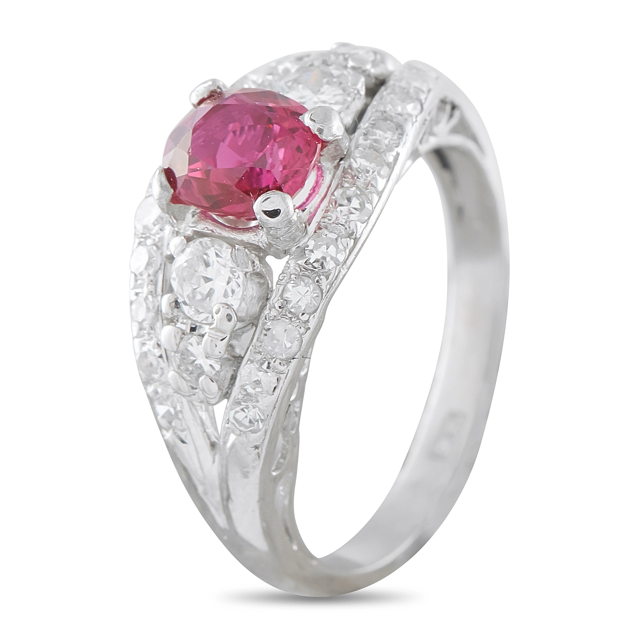 Platinum 0.60ct Diamond Ruby Ring