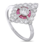 Platinum 0.70ct Diamond and Ruby Ring