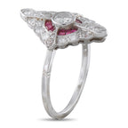 Platinum 0.70ct Diamond and Ruby Ring