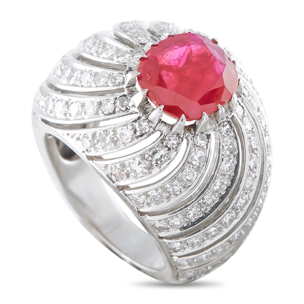 Platinum 1.0ct Diamond and Ruby Ring
