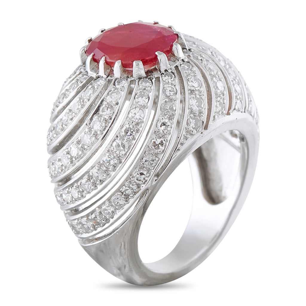 Platinum 1.0ct Diamond and Ruby Ring
