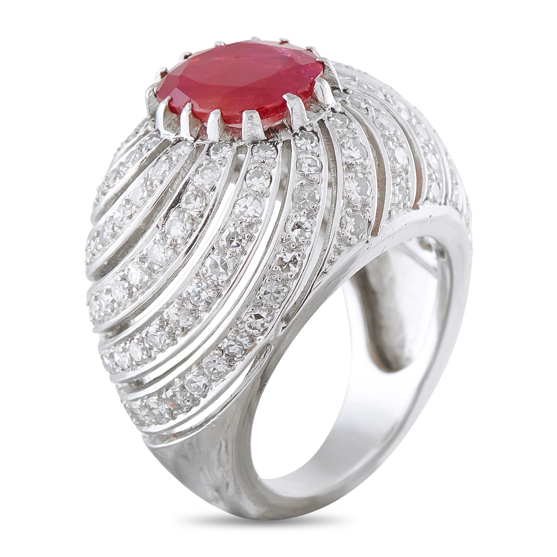 Platinum 1.0ct Diamond and Ruby Ring