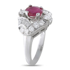 Platinum 0.90ct Diamond and Ruby Ring