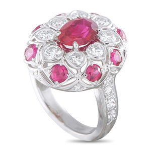 Platinum 1.28ct Diamond and Ruby Ring
