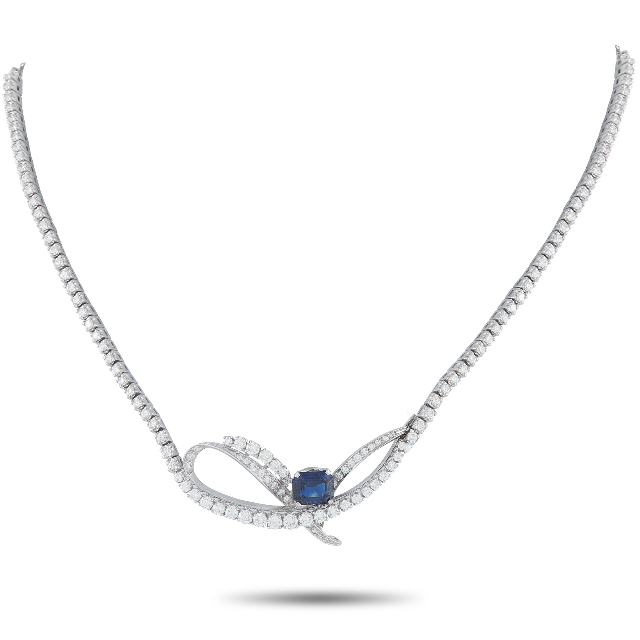 Platinum 2.30ct Diamond and Sapphire Necklace