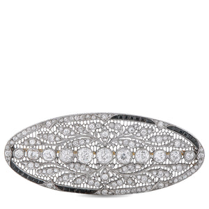 Platinum 7.85ct Diamond and Sapphire Brooch
