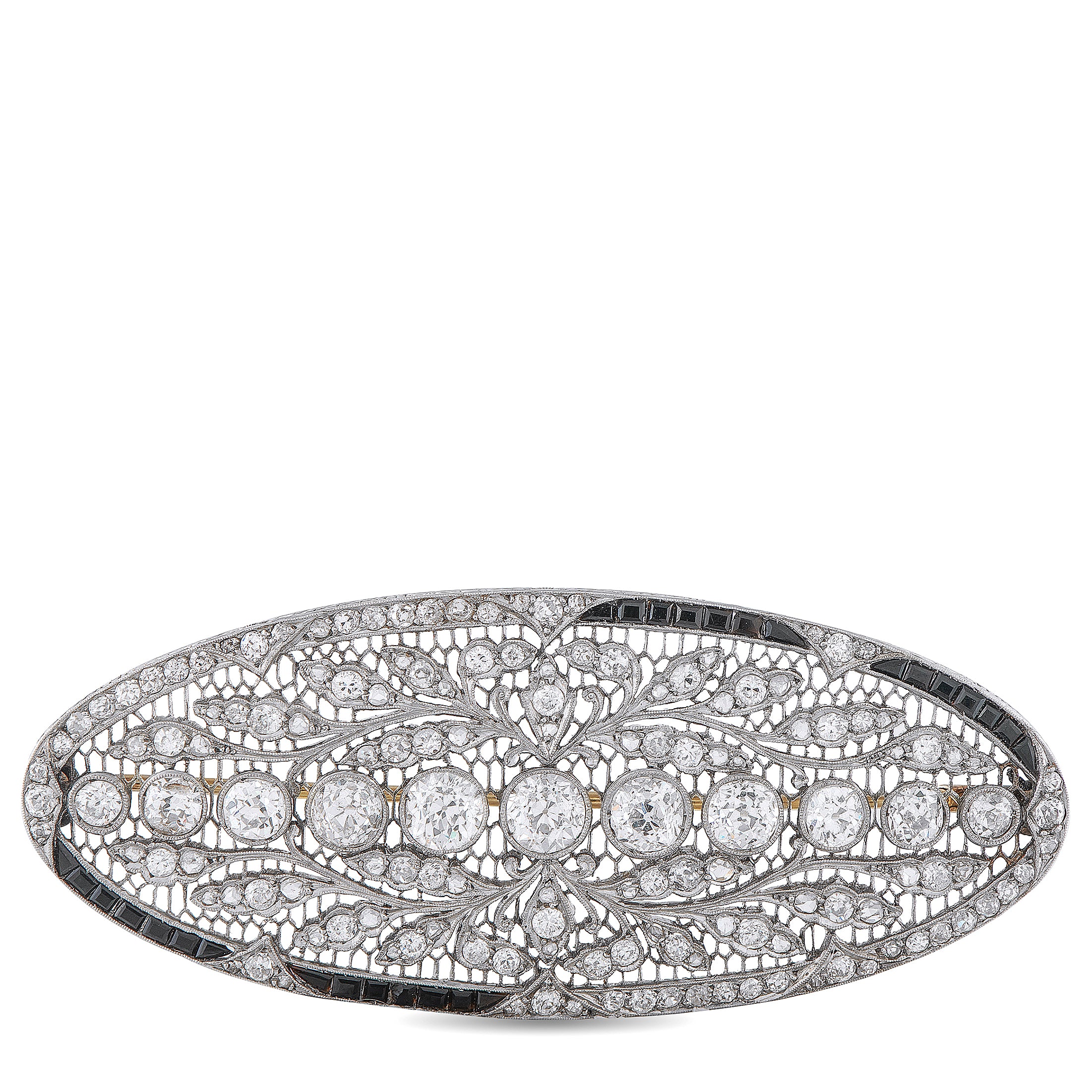 Platinum 7.85ct Diamond and Sapphire Brooch