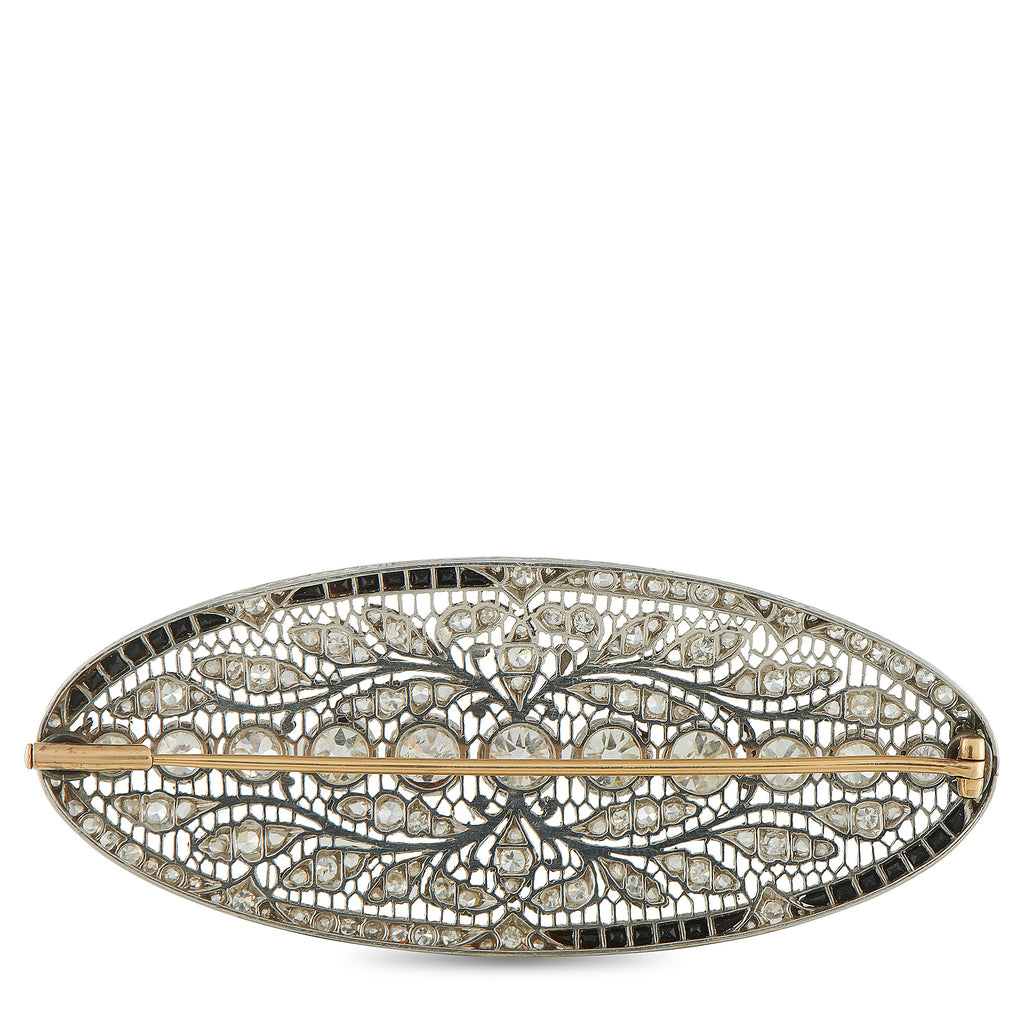 Platinum 7.85ct Diamond and Sapphire Brooch