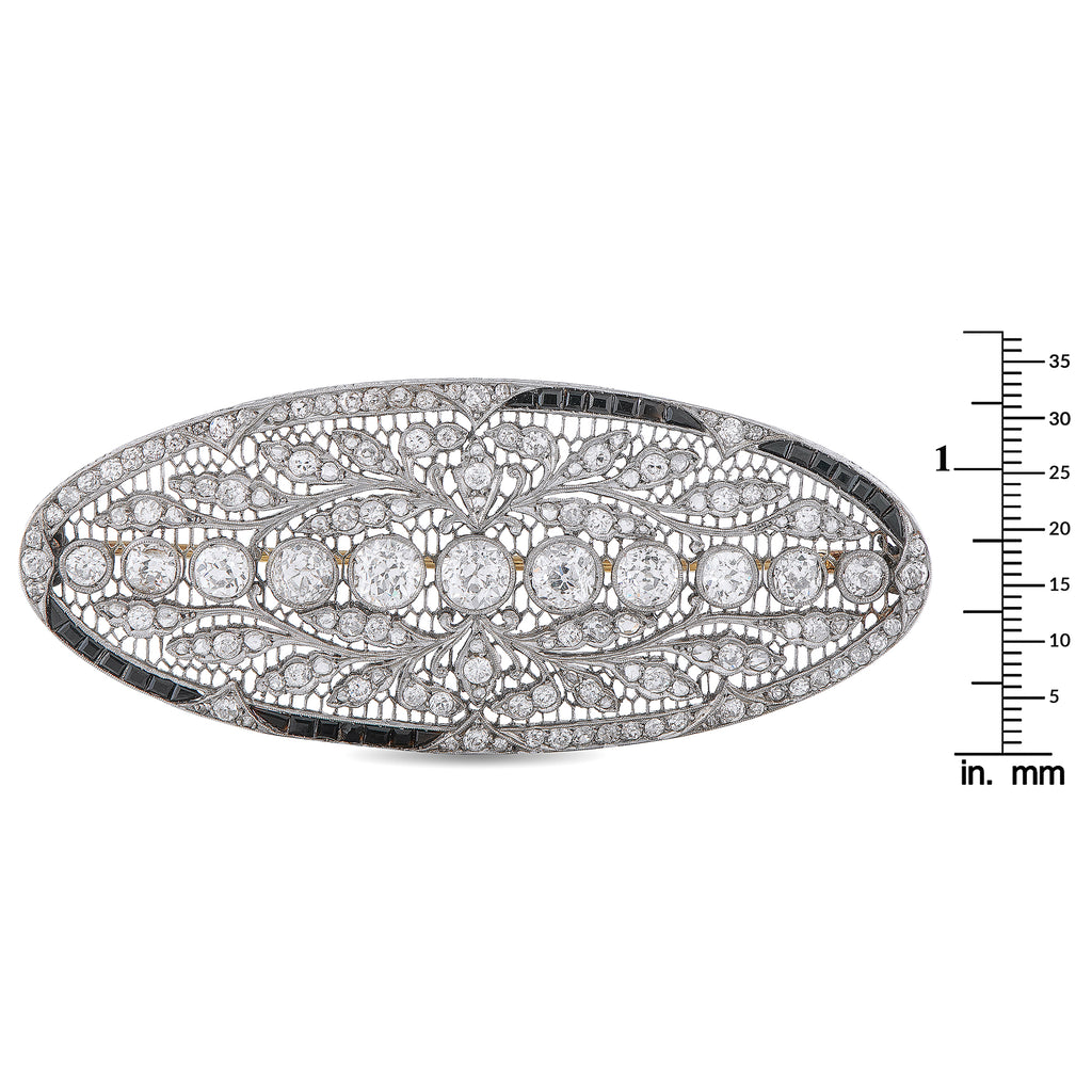 Platinum 7.85ct Diamond and Sapphire Brooch