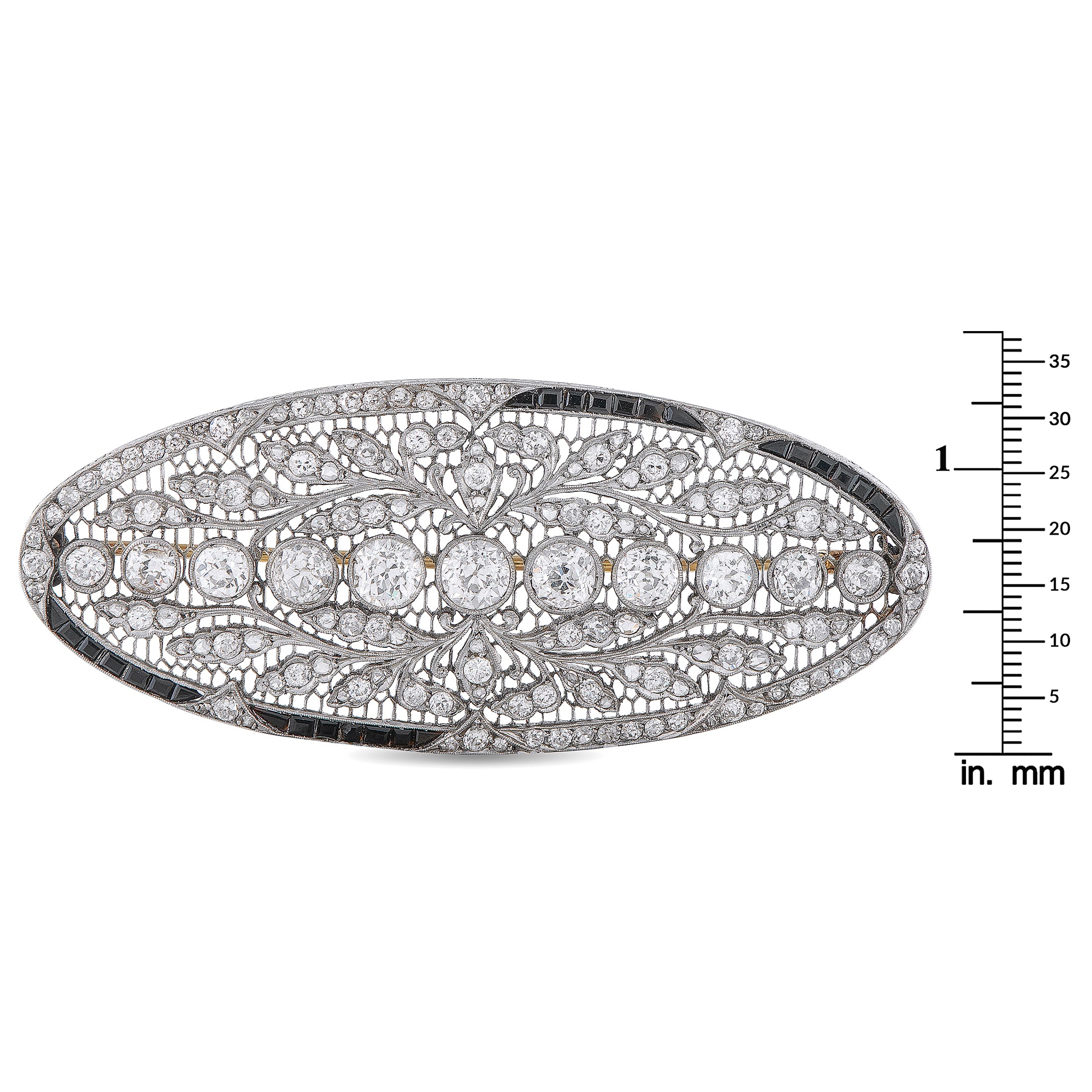 Platinum 7.85ct Diamond and Sapphire Brooch