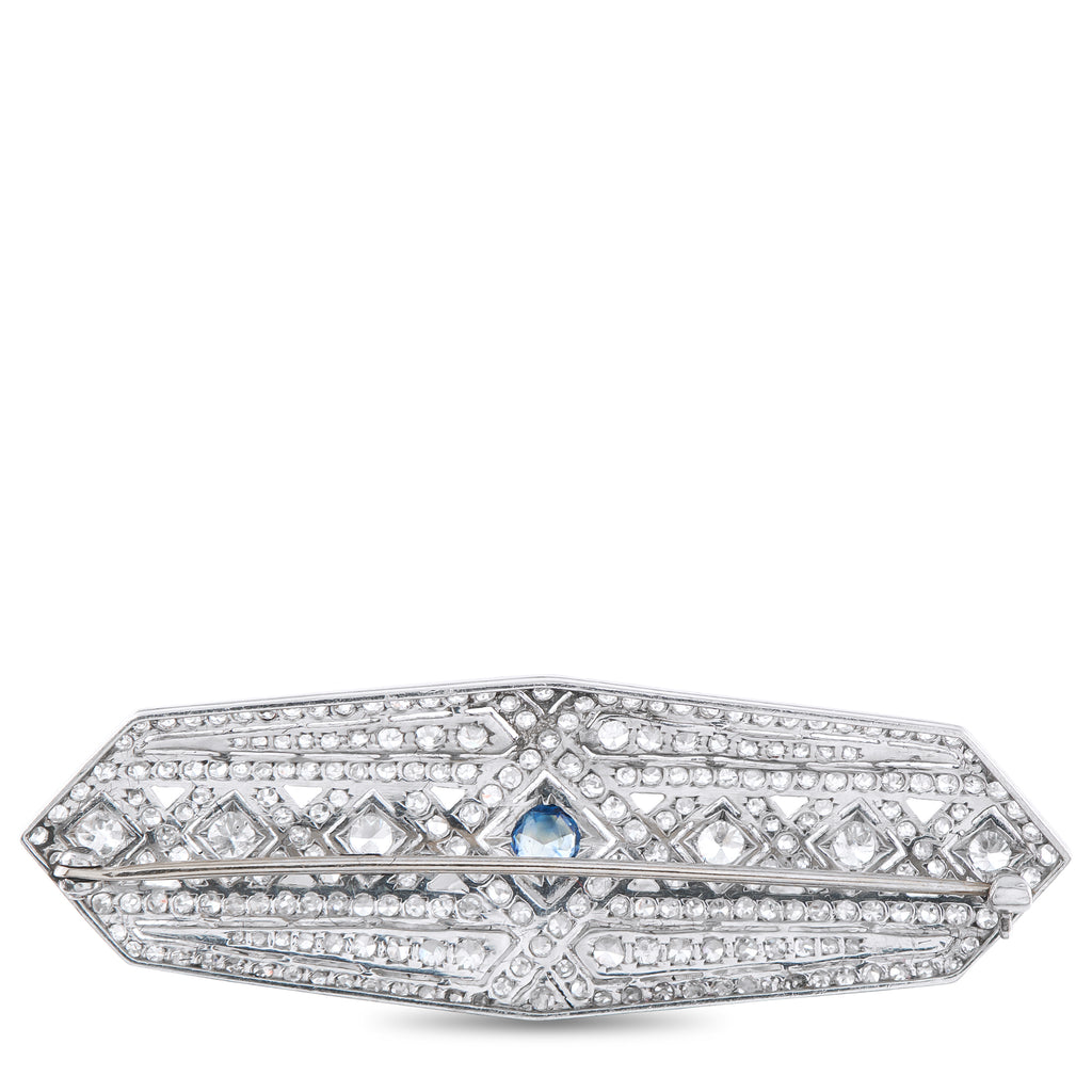 Platinum 4.0ct Diamond and Sapphire Brooch