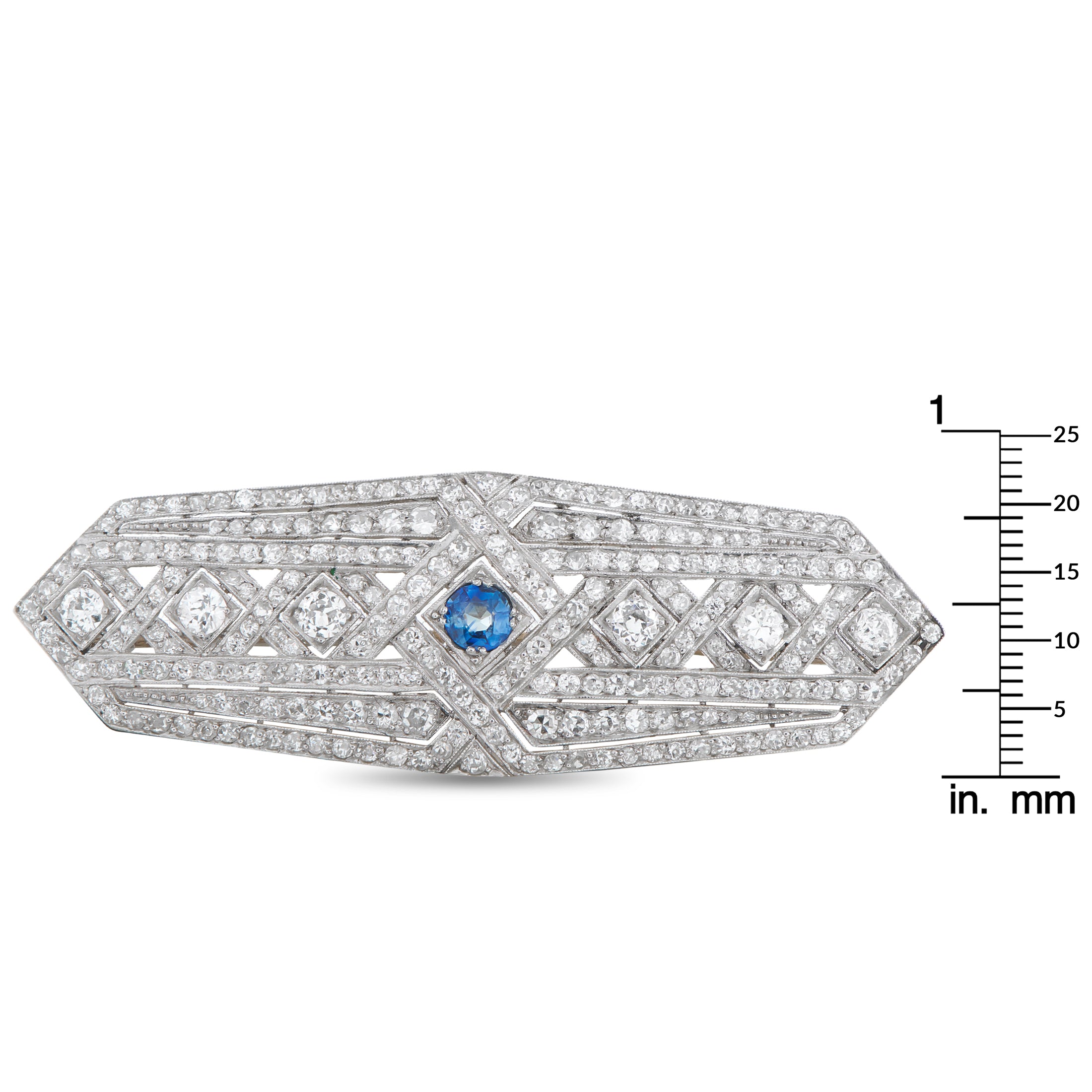 Platinum 4.0ct Diamond and Sapphire Brooch