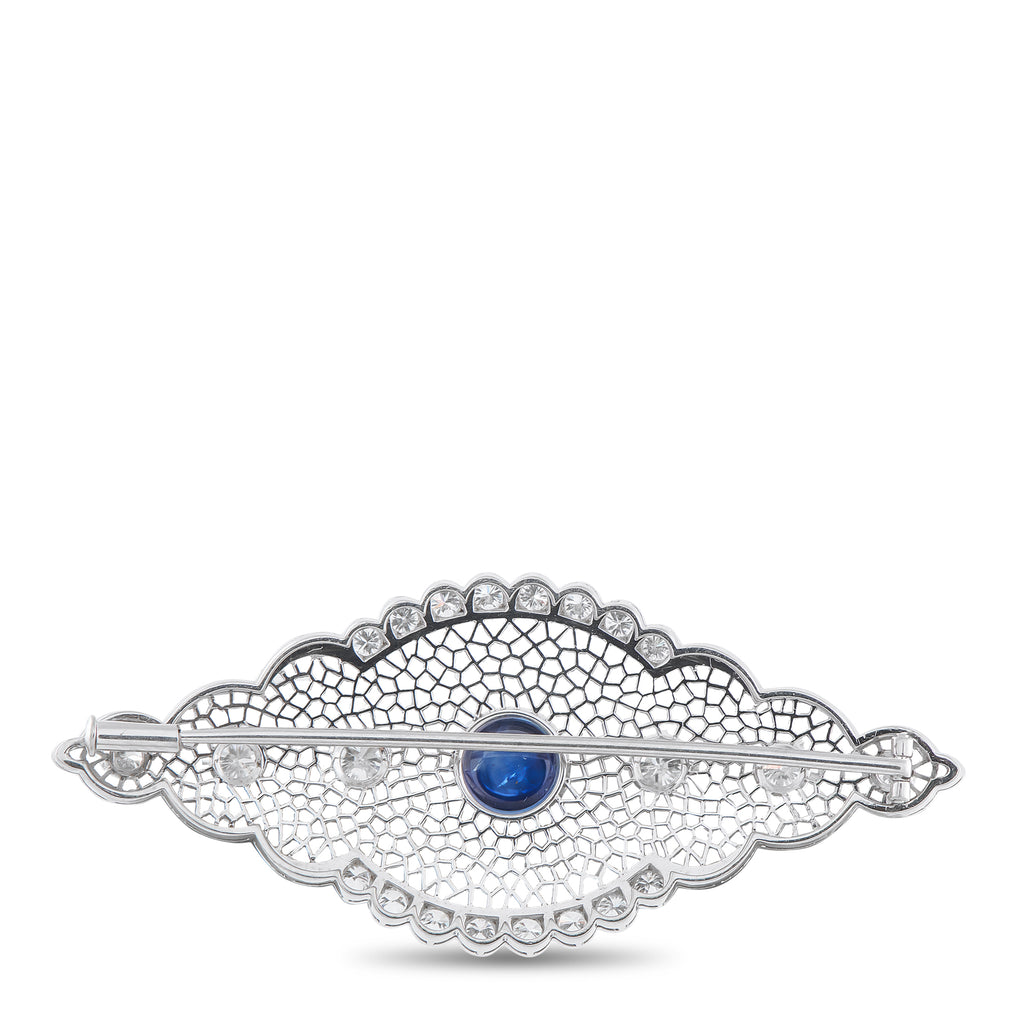 Platinum 2.50ct Diamond and Sapphire Brooch