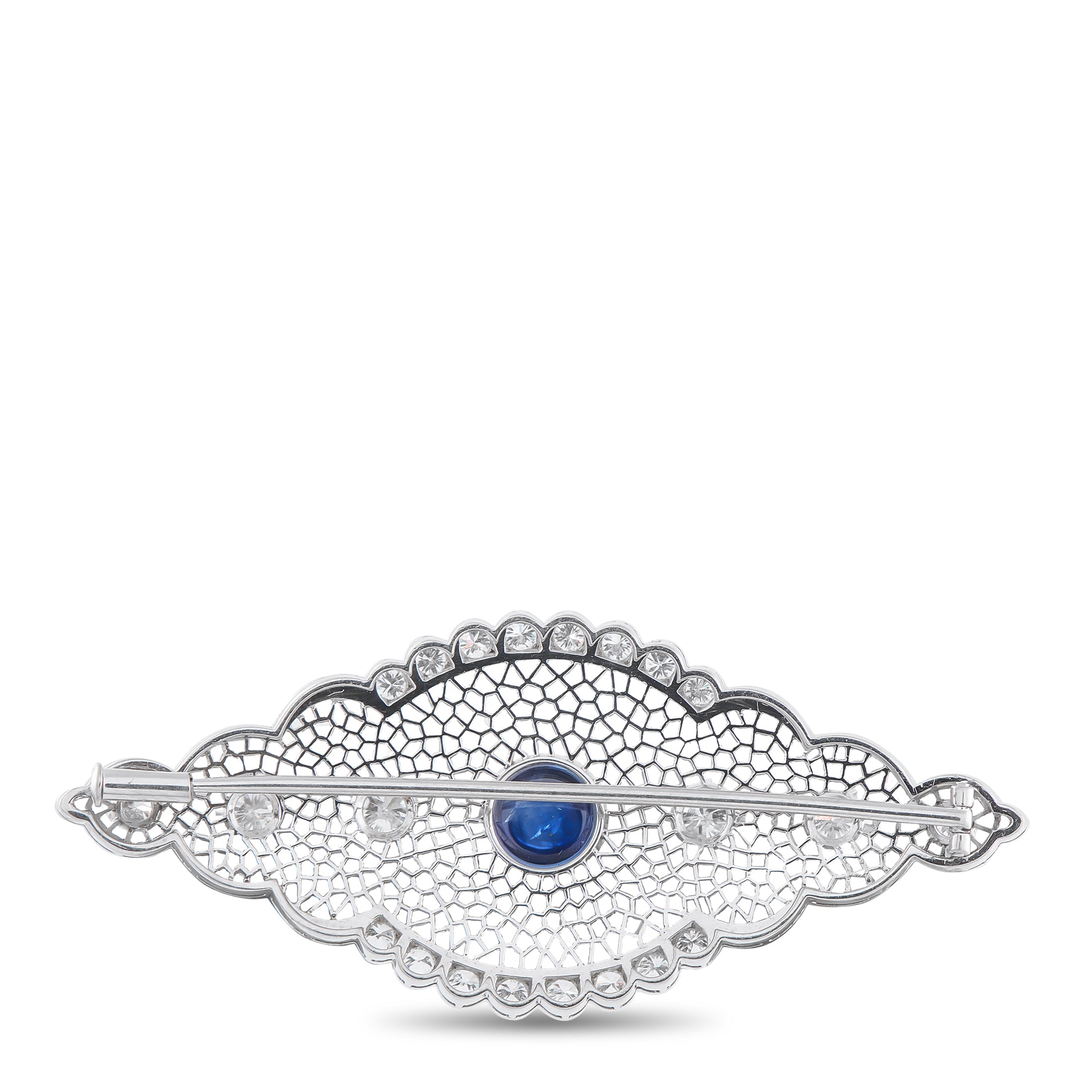 Platinum 2.50ct Diamond and Sapphire Brooch