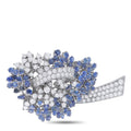 Platinum 2.75ct Diamond and Sapphire Brooch