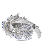 Platinum 2.75ct Diamond and Sapphire Brooch